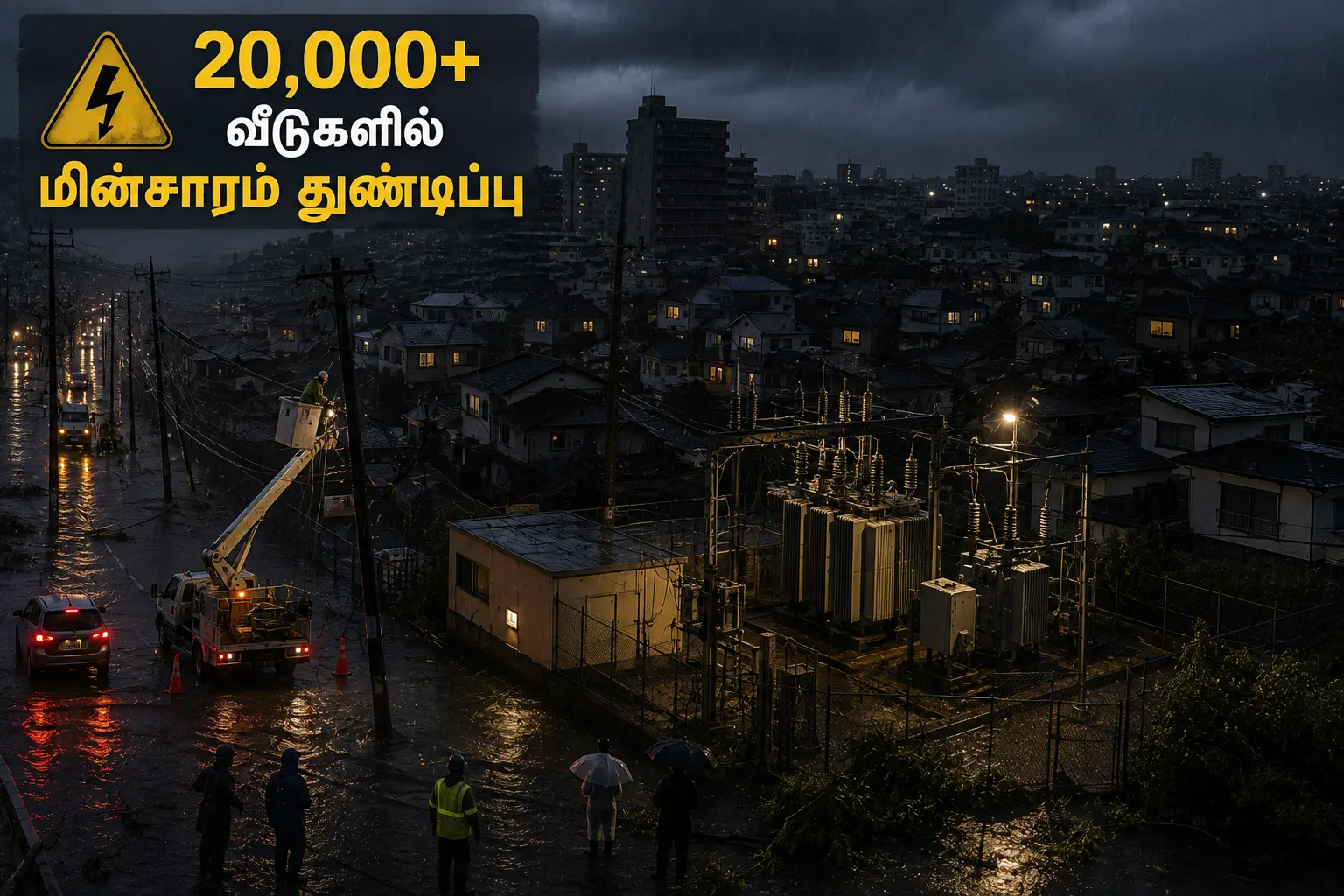 20,000-க்கும் மேற்பட்ட வீடுகளில் மின்சாரம் துண்டிப்பு